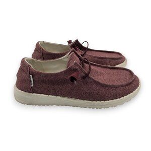Hey Dude Wendy Shoes Womens 6 Burgundy Slip‎ On